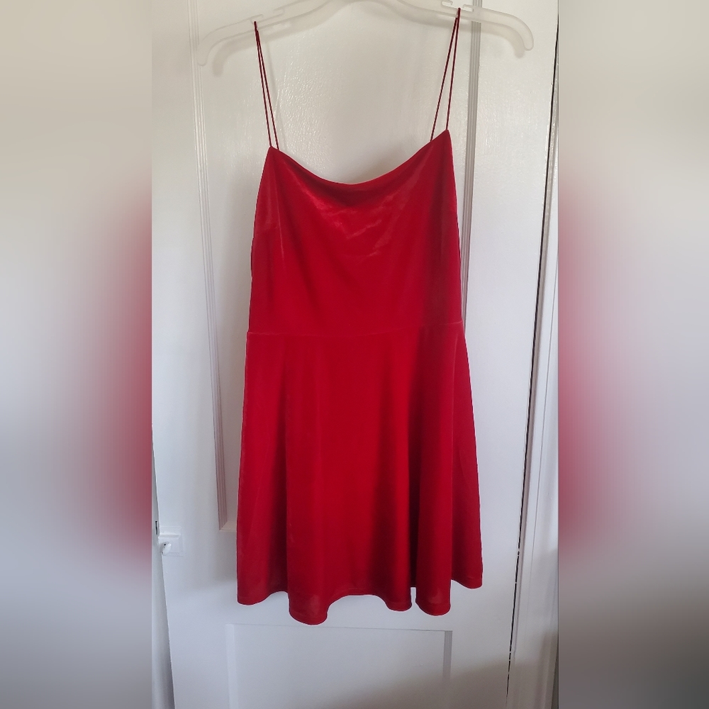 Urban Outfitters Red Velvet Skater Dress
